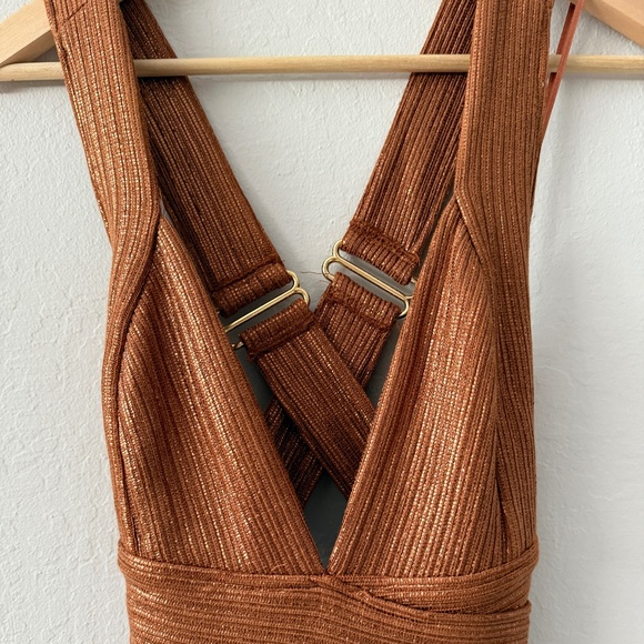 BNWOT *Rare* Free People Sienna Jumpsuit - Size M. Sparkle Retro Vibes! - Picture 5 of 7